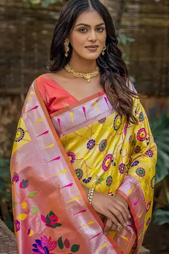 Ethnic Motifs Zari Designer Paithani Saree