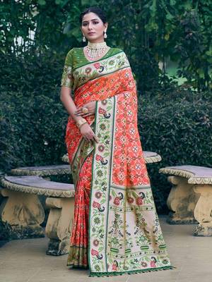 Ethnic Motifs Woven Design Zari Art Silk Designer Patola Saree 1