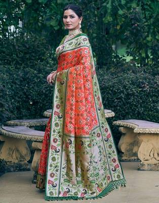 Ethnic Motifs Woven Design Zari Art Silk Designer Patola Saree 2