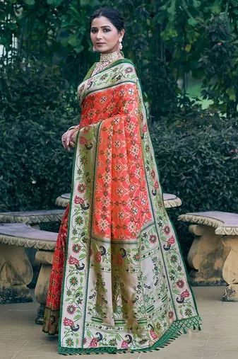 Ethnic Motifs Woven Design Zari Art Silk Designer Patola Saree