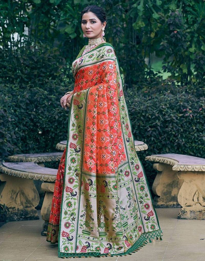 Ethnic Motifs Woven Design Zari Art Silk Designer Patola Saree
