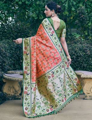 Ethnic Motifs Woven Design Zari Art Silk Designer Patola Saree 3