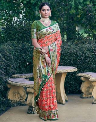 Ethnic Motifs Woven Design Zari Art Silk Designer Patola Saree 4