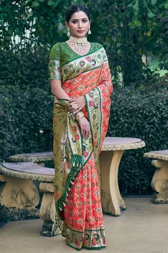 Ethnic Motifs Woven Design Zari Art Silk Designer Patola Saree