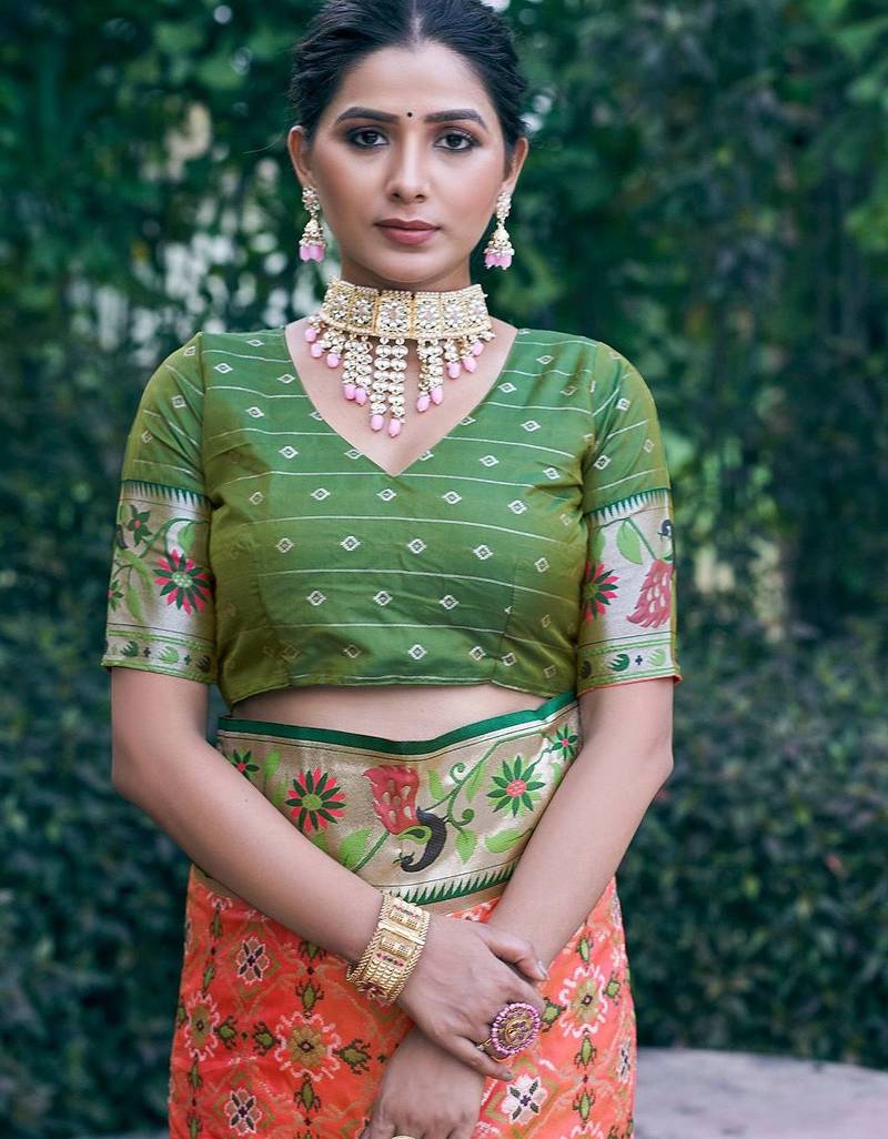 Ethnic Motifs Woven Design Zari Art Silk Designer Patola Saree