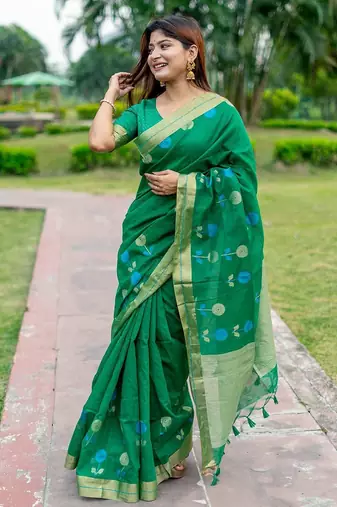 Floral Woven Design Zari Mysore Silk Saree
