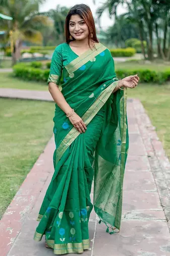 Floral Woven Design Zari Mysore Silk Saree