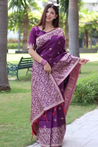Woven Design Zari Bhagalpuri Saree