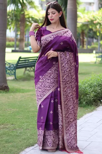 Woven Design Zari Bhagalpuri Saree