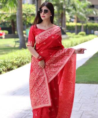 Woven Design Zari Bhagalpuri Saree 3
