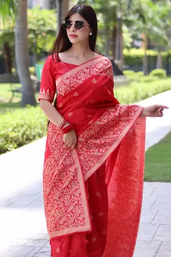 Woven Design Zari Bhagalpuri Saree