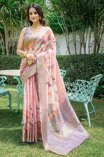 Floral Zari Silk Cotton Jamdani Saree