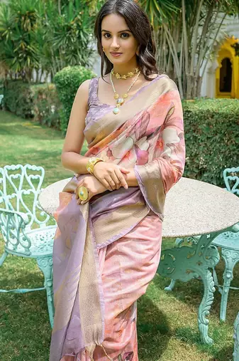 Floral Zari Silk Cotton Jamdani Saree