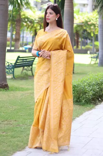 Ethnic Motifs Woven Design Bhagalpuri Saree