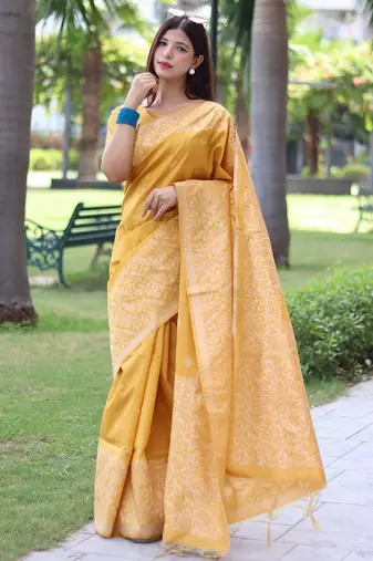 Ethnic Motifs Woven Design Bhagalpuri Saree