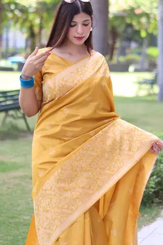 Ethnic Motifs Woven Design Bhagalpuri Saree