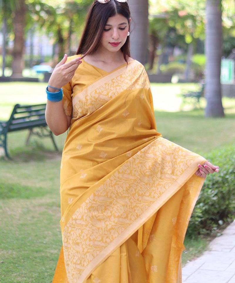 Ethnic Motifs Woven Design Bhagalpuri Saree