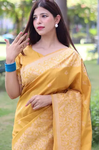 Ethnic Motifs Woven Design Bhagalpuri Saree