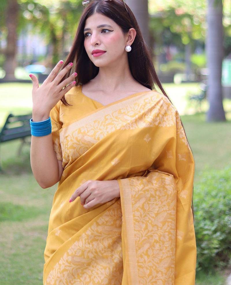 Ethnic Motifs Woven Design Bhagalpuri Saree