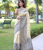 Ethnic Motifs Woven Design Bhagalpuri Saree