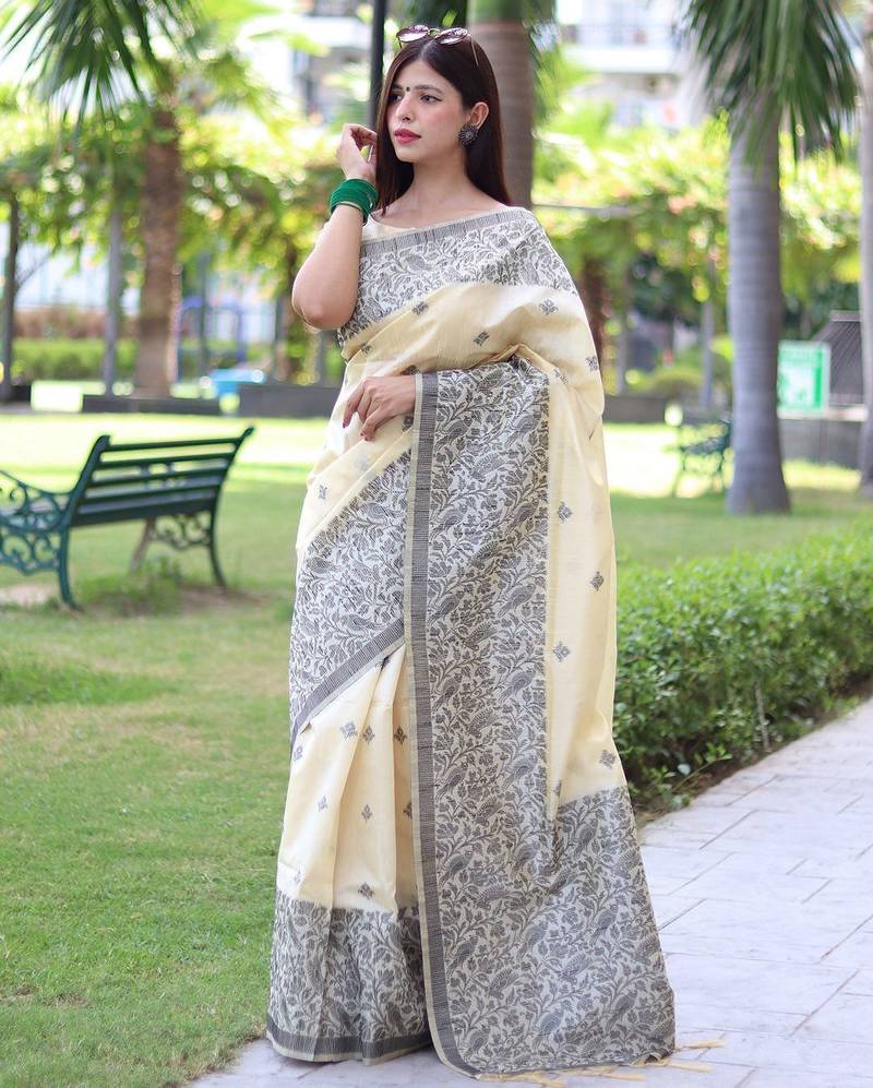 Ethnic Motifs Woven Design Bhagalpuri Saree