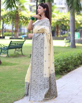 Ethnic Motifs Woven Design Bhagalpuri Saree 2