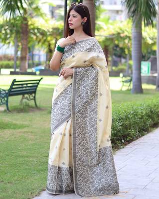 Ethnic Motifs Woven Design Bhagalpuri Saree 3