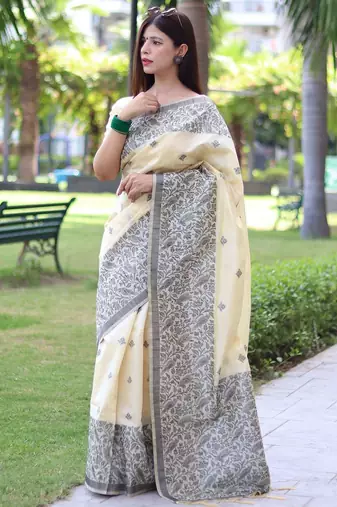 Ethnic Motifs Woven Design Bhagalpuri Saree