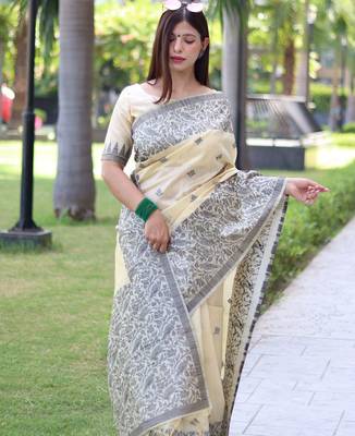 Ethnic Motifs Woven Design Bhagalpuri Saree 4