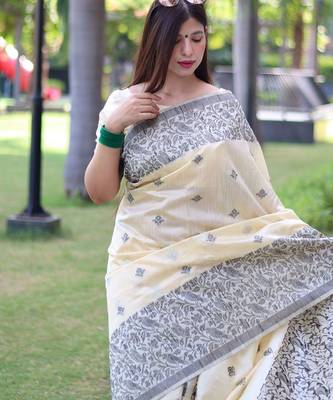 Ethnic Motifs Woven Design Bhagalpuri Saree 5