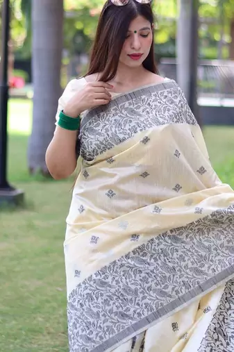 Ethnic Motifs Woven Design Bhagalpuri Saree