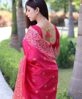Ethnic Motifs Woven Design Zari Bhagalpuri Saree 5