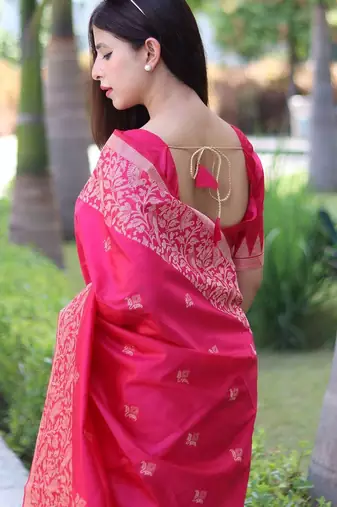 Ethnic Motifs Woven Design Zari Bhagalpuri Saree