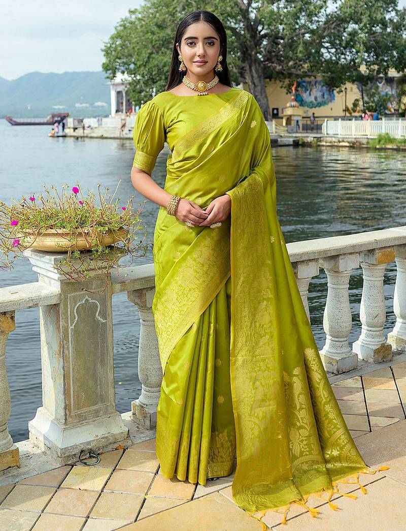 Ethnic Motifs Woven Design Zari Bhagalpuri Saree