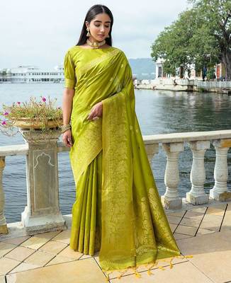 Ethnic Motifs Woven Design Zari Bhagalpuri Saree 3