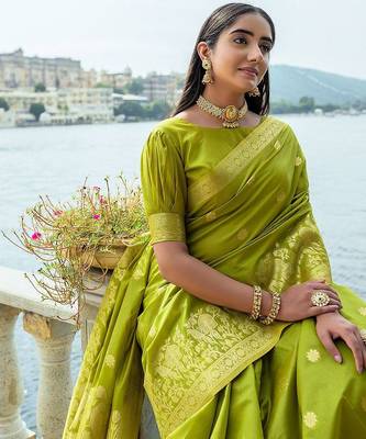Ethnic Motifs Woven Design Zari Bhagalpuri Saree 5