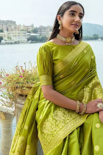 Ethnic Motifs Woven Design Zari Bhagalpuri Saree