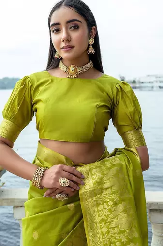 Ethnic Motifs Woven Design Zari Bhagalpuri Saree
