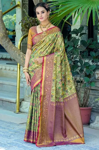 Ethnic Motifs Woven Design Zari Kanjeevaram Saree