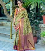 Ethnic Motifs Woven Design Zari Kanjeevaram Saree