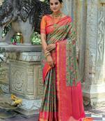 Ethnic Motifs Woven Design Zari Kanjeevaram Saree