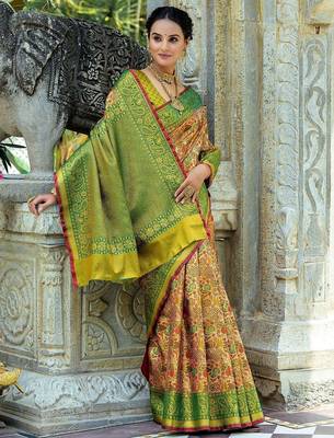 Ethnic Motifs Woven Design Zari Kanjeevaram Saree 2