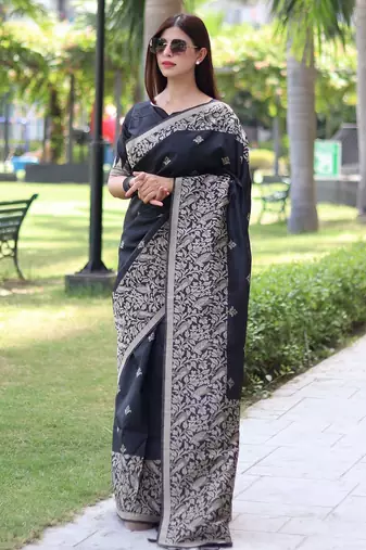Ethnic Motifs Woven Design Bhagalpuri Saree