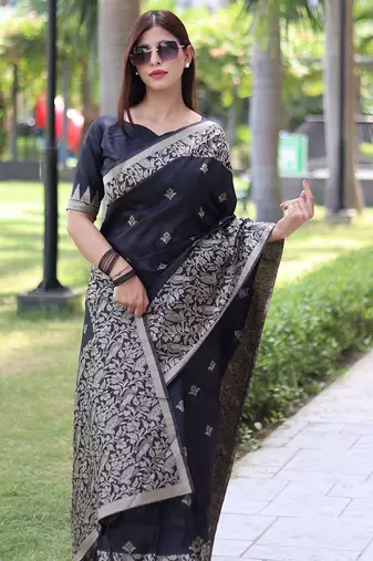 Ethnic Motifs Woven Design Bhagalpuri Saree