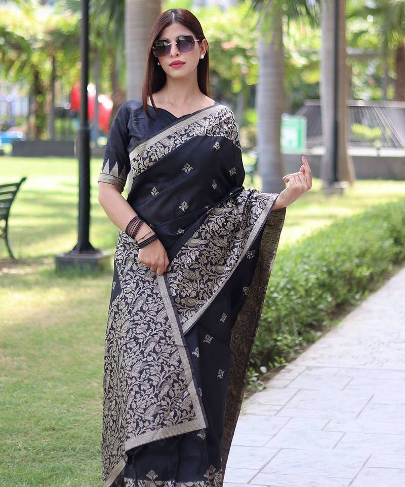 Ethnic Motifs Woven Design Bhagalpuri Saree