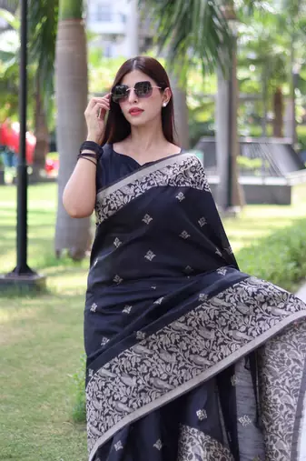 Ethnic Motifs Woven Design Bhagalpuri Saree