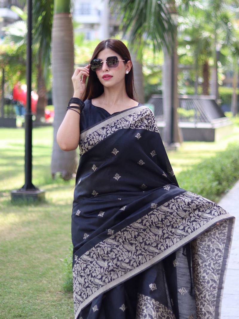 Ethnic Motifs Woven Design Bhagalpuri Saree