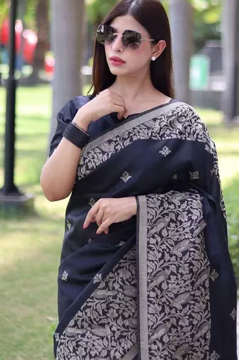 Ethnic Motifs Woven Design Bhagalpuri Saree