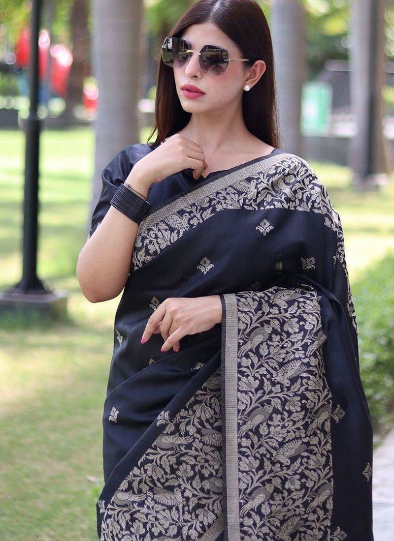 Ethnic Motifs Woven Design Bhagalpuri Saree