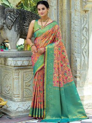 Ethnic Motifs Woven Design Zari Kanjeevaram Saree 1